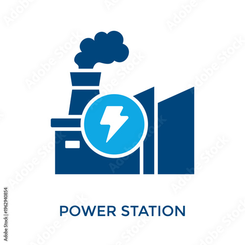 Power Station Icon Dual Tone Style. Vector Illustration For Graphic Design
