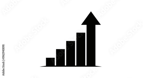 Free Download Black bar chart with upward trend arrow on white background - GFXLoad