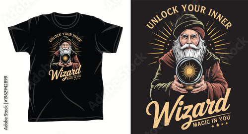 Unlock your inner wizard vintage style illustration with crystal ball