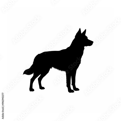Standing dog silhouette graphic with white backgr