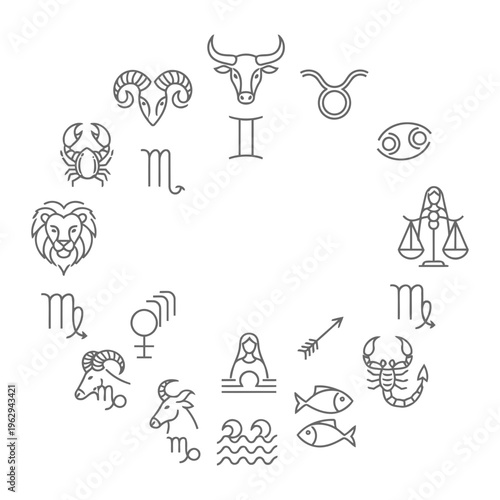 Zodiac constellations circle graphic