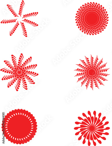 Simple vector illustration of a seamless pattern featuring a set of red and white stars in a floral decorative style
