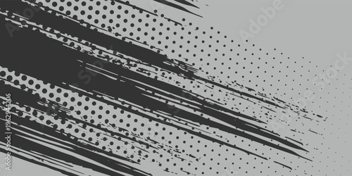 Abstract Grey and Charcoal Grunge Background with Halftone Dots