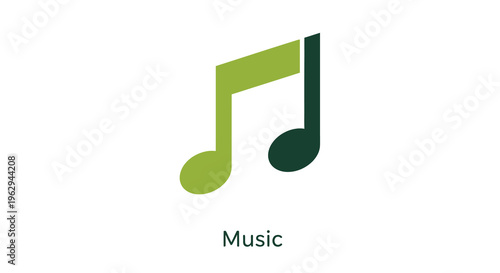 Minimalist Green Musical Note Icon Vector Illustration for Media and Entertainment