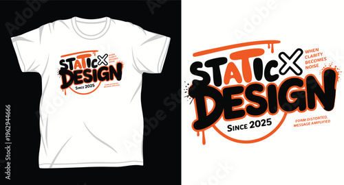 Modern static design graffiti style typography with spray paint drips and abstract shapes