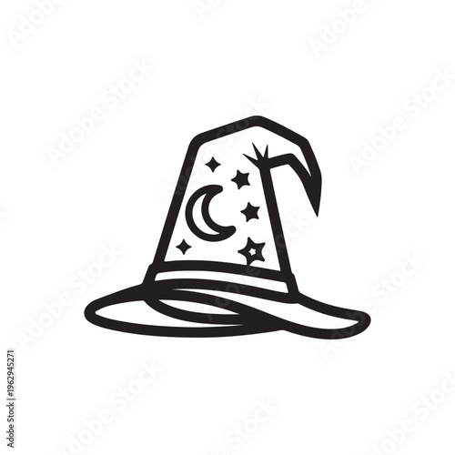 Wizard hat outline vector flat illustration design
