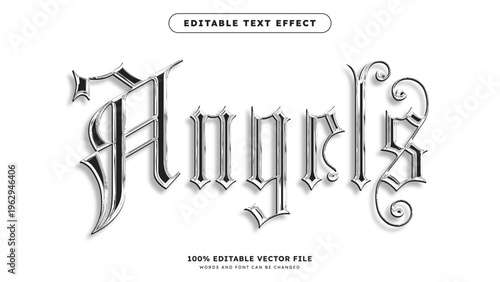 Silver Chrome Text Effect Medieval Gothic Font