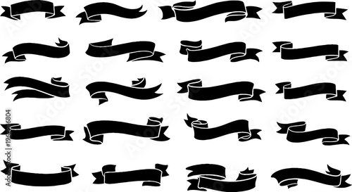 Vector Ribbon Banner Collection Isolated on White Background
