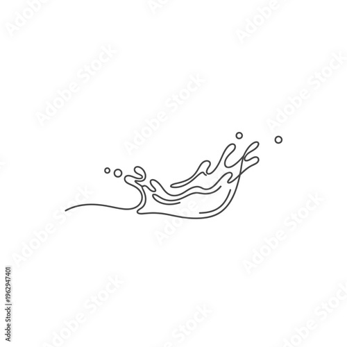 Water Splash Line Art Illustration.