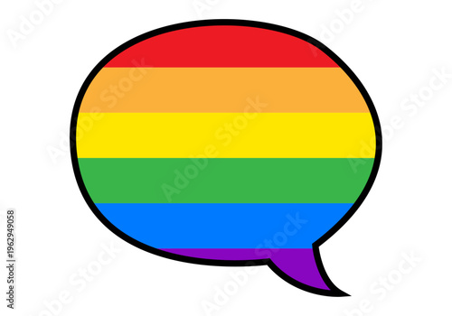 Burbuja de diálogo con los colores de la bandera arcoíris que representa la voz y comunicación de la comunidad lgbtq+