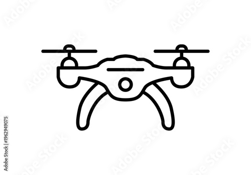 Icono lineal de un dron de cuatro hélices para servicios de entrega y tecnología aérea