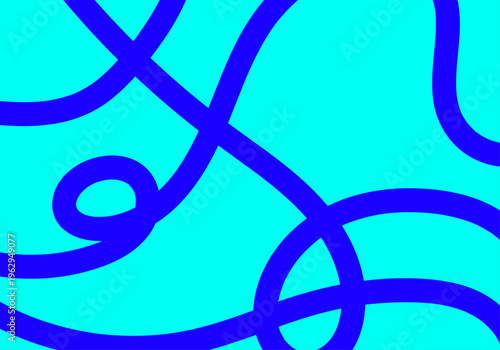 Patrón de líneas curvas azules entrelazadas sobre un fondo de color cian brillante