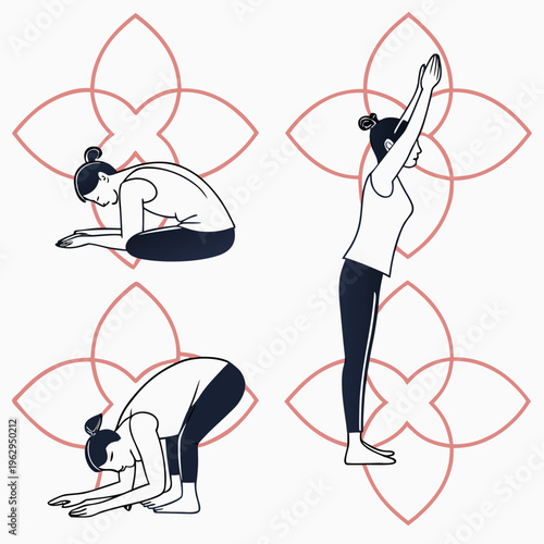 Woman doing various yoga poses