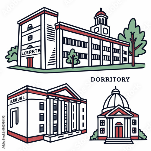Dormitory building with different architectural styles