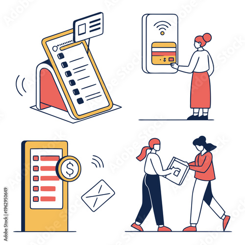 People making online payments and transactions