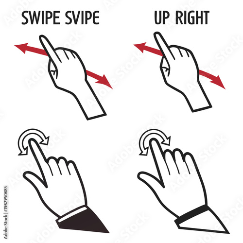 Hand swipe and rotate gestures