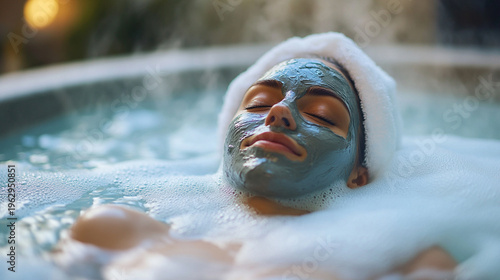 Relaxing Spa Escape A Woman Enjoys a Rejuvenating Mud Mask Treatment in a Soothing Atmosphere