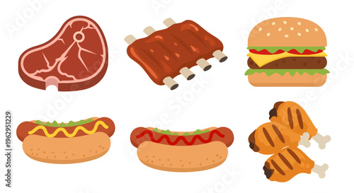 A variety of grilled fast food items.