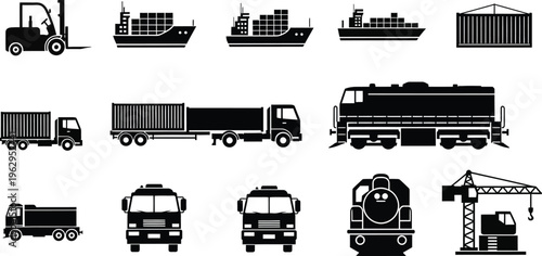 Transportation and logistics icons set