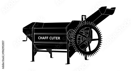 Industrial chaff cutter machine with gear and blade for agricultural use on white background