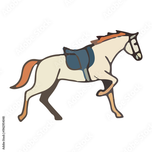 Saddled Horse Cartoon Icon