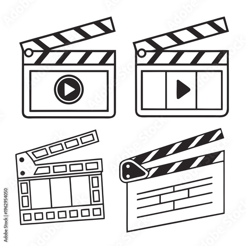 Four film clapper board icons