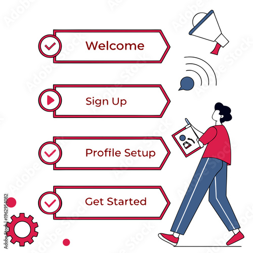 A man with a megaphone and a checklist