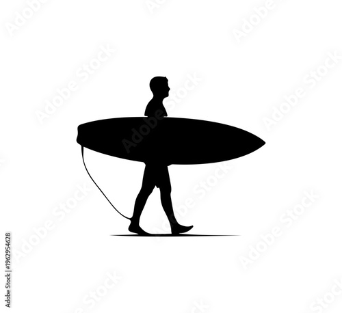 Silhouette Surfer Carrying a Surfboard
