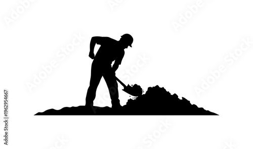 Construction Worker Digging Silhouette