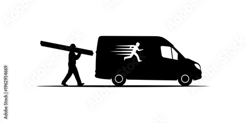 Delivery Worker Carrying Large Package