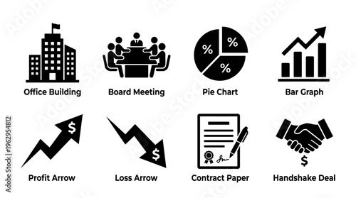 Business Operations and Corporate Icon Set Vector