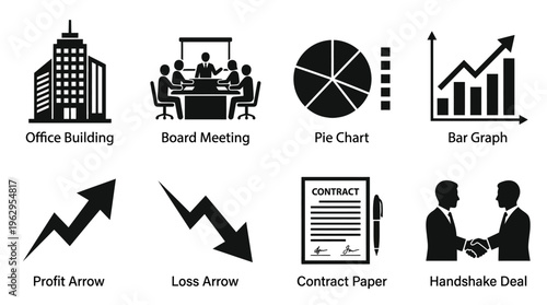 Business Operations and Corporate Icon Set Vector