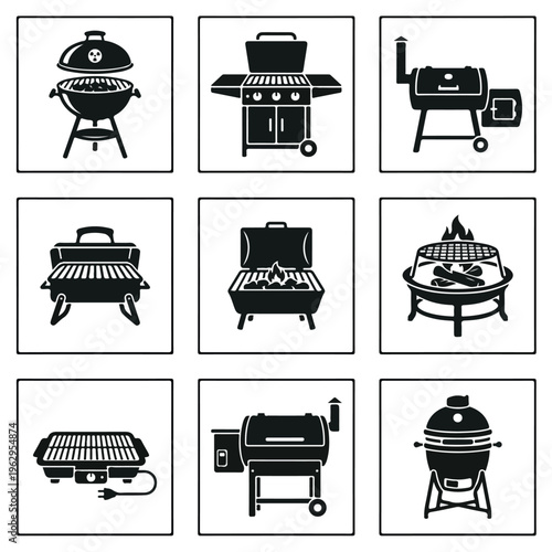 Black and white grill icons.
