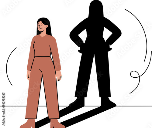 Two women stand facing each other in an illustration with shadows on the ground.
