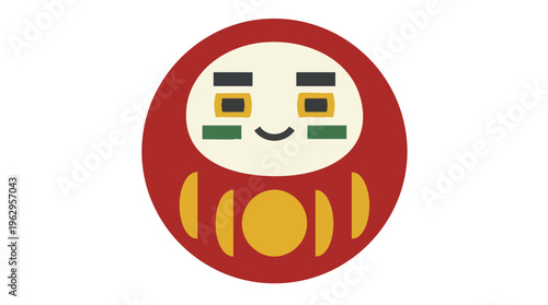 Daruma Doll Illustration with a Stylized Japanese Cultural Lucky Charm Design