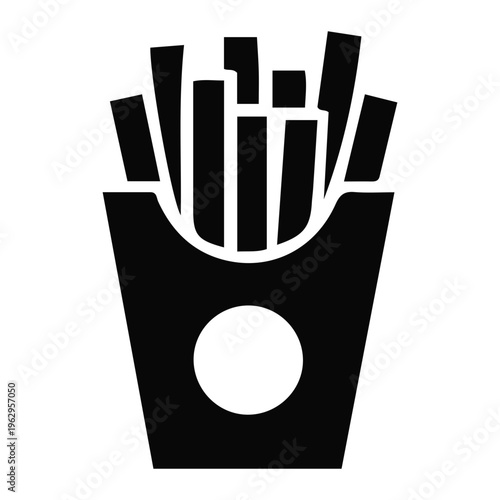 A serving of crispy fries in a container on a table indoors