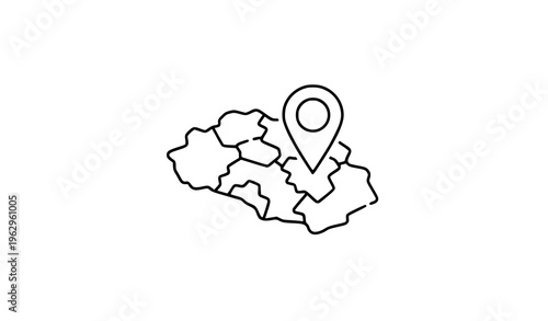 Regional location map pin line icon local area vector illustration
