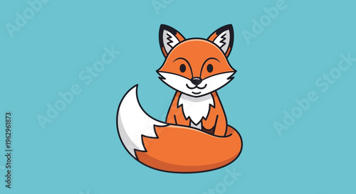 A cartoon illustration of a cute orange fox.