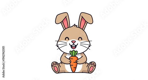 Cute cartoon bunny holding a carrot.