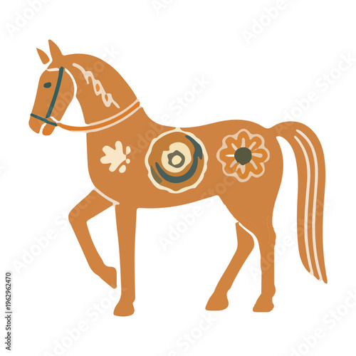 Dala Horse Folk Art Illustration