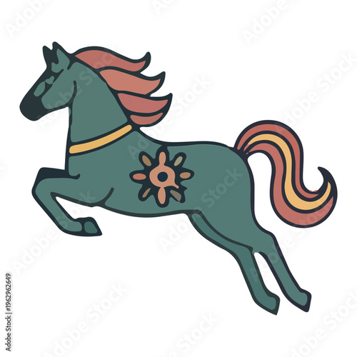 Stylized Jumping Horse Illustration
