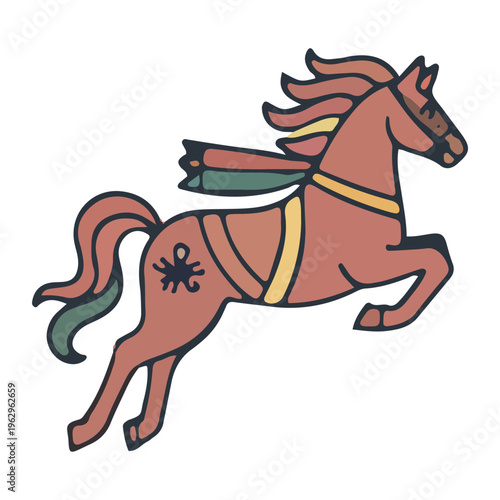 Jumping Carousel Horse Illustration