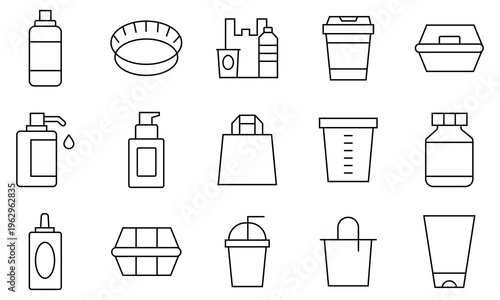 plastic product icon set. Plastic Package icon set.  Vector illustration.