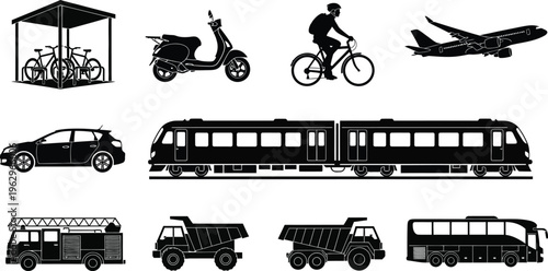 Various transportation modes icons