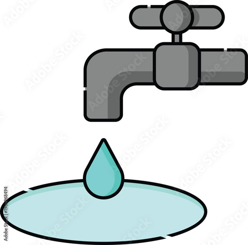 A faucet drips water into a pool of liquid below.