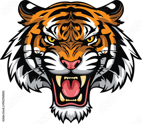 Intimidating head of tiger face and tiger head vector for sports badges