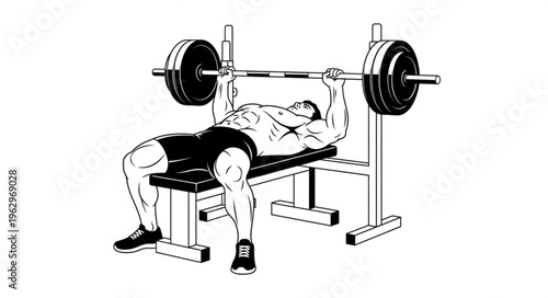 Man doing bench press exercise.