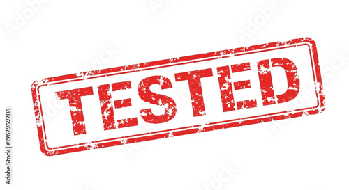 Red rubber stamp displaying the word tested in bold capitalized letters