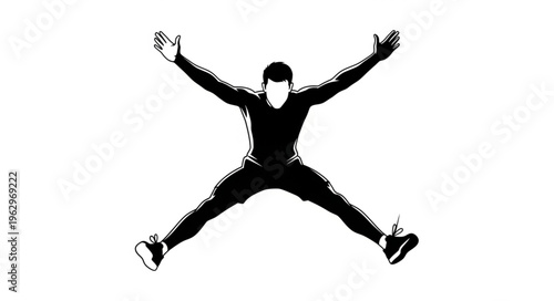 Man jumping in the air happily.
