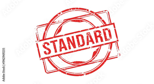 Red grunge stamp with the word standard inside a circular and rectangular frame